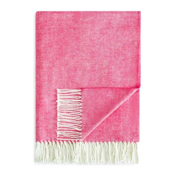 Lands Downunder Italian Herringbone Throw Blanket; Wild Orchid Pink