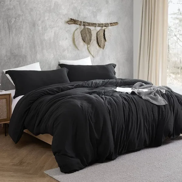 Duvet Cover Set - Natural Loft Queen - Black