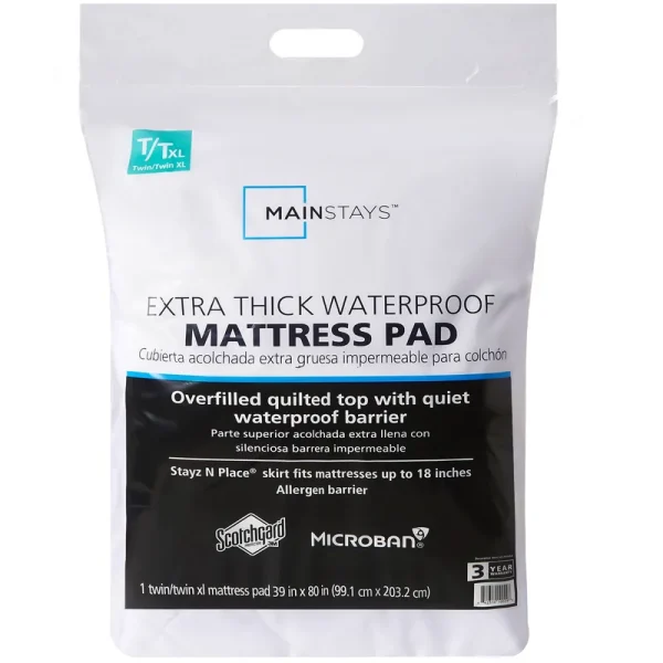 Mainstays Twin & Twin XL Extra Thick Waterproof Mattress Pad - Each