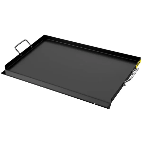 VEVOR Carbon Steel Griddle, Griddle Flat Top Plate, Griddle for BBQ Charcoal/Gas Gril with 2 Handles, Rectangular Flat Top Grill with Extra Drain