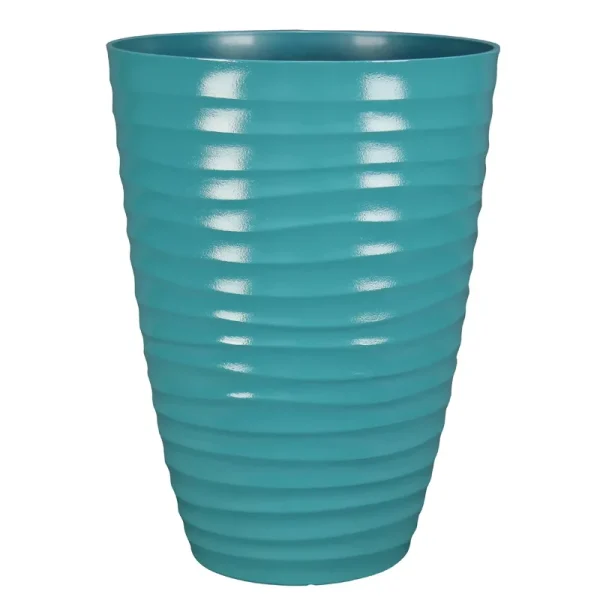 Style Selections 15.59-in W x 21.65-in H Aqua Resin Contemporary/Modern Indoor/Outdoor Planter in Green | PLB0116PAG