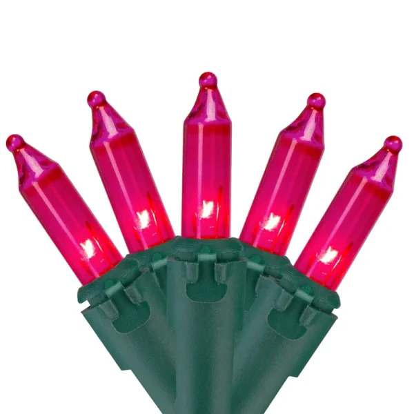 Northlight Set of 50 Pink Mini Christmas Lights 2.5" Spacing - Green Wire