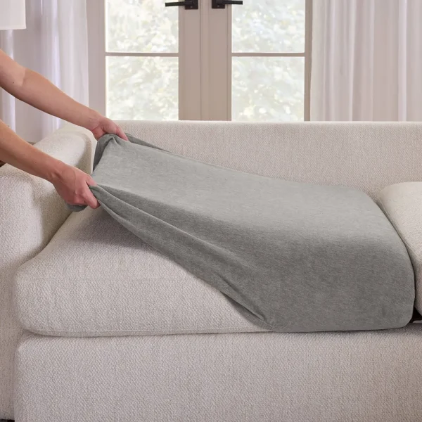 SureFit Cedar Stretch Textured Sectional Slipcover Large Couch Cushion - 40x40x8 - Gray