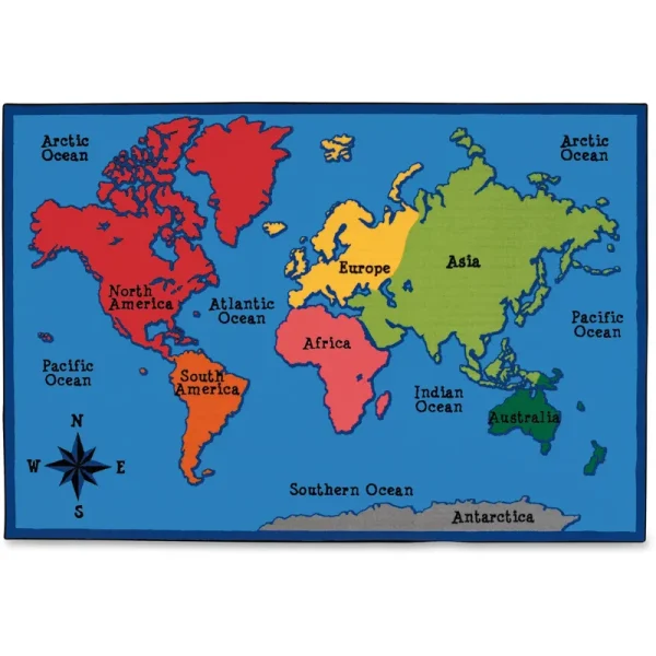 Carpets for Kids Value Plus World Map Rug 8 x 12 Feet