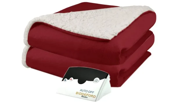 Biddeford 6001-9051136-300 Micro Mink and Sherpa Electric Heated Blanket Full Brick