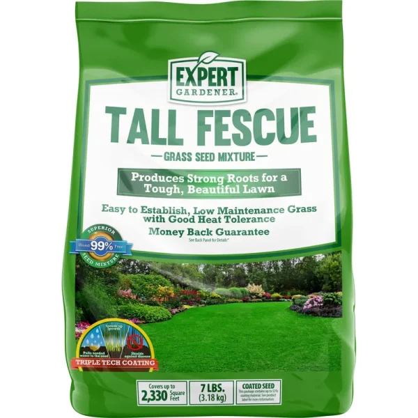 Expert Gardener Tall Fescue Drought Resistant Grass Seed Mix, for Sun to Partial Shade, 7 lb. - 7 lbs