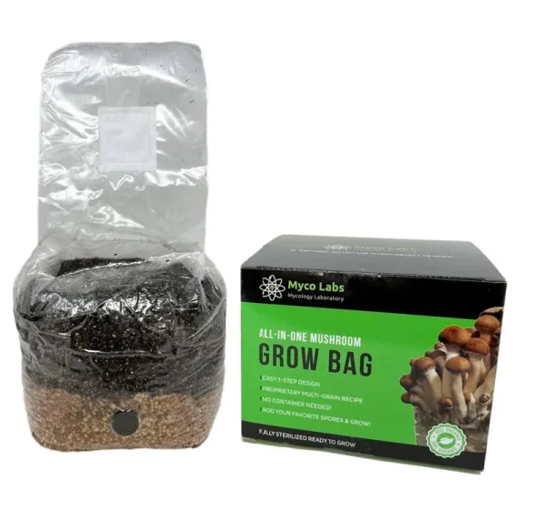 Myco Labs All in One Mushroom Grow Kit in A Bag with Sterilized Grains and Substrate (4 lbs)