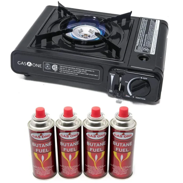 GAS One Butane GAS Stove with 4 Butane Fuel Canister Catridge