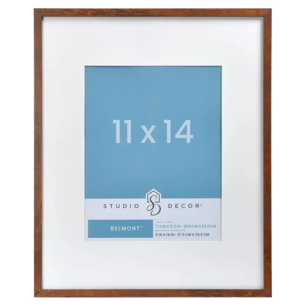 Studio Decor Narrow Belmont Frame with Mat - Honey - 17.2 x 21.2 in