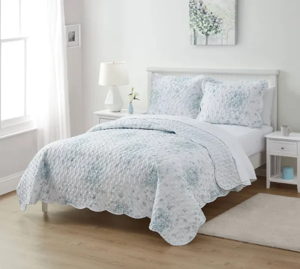 Simply Shabby Chic Gray Gardens 3-Piece Quilt Set, Full/Queen