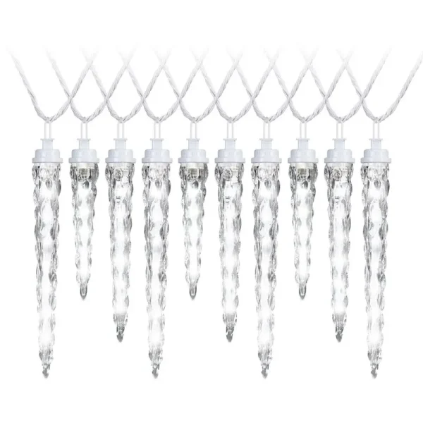 Gemmy Lightshow 61-Count Shooting Star White Icicle LED Plug-In Christmas Icicle Lights | 883108