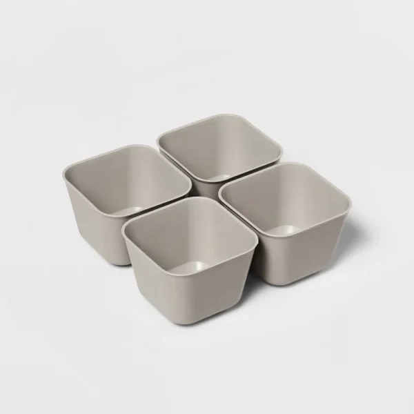 4pk Small Storage Trays Gray Mist - Room Essentials