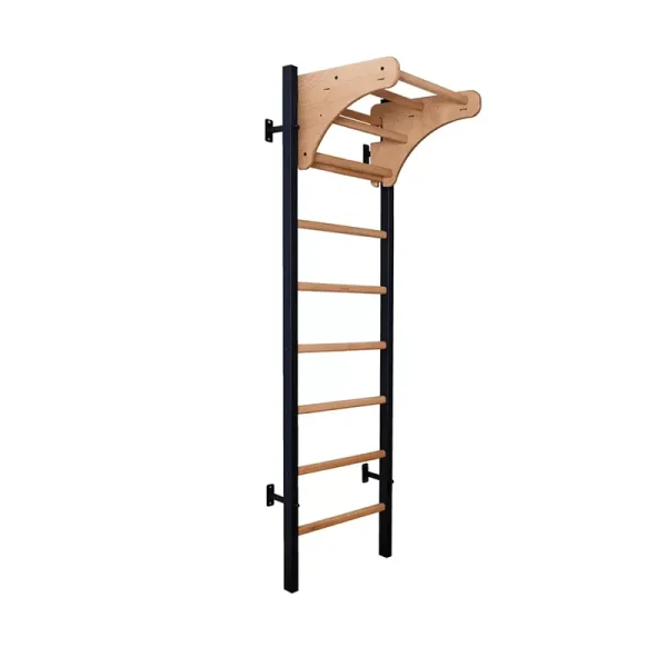 Benchk 211 Black Wall Bars with Adjustable Beech Wood Pull - up Bar