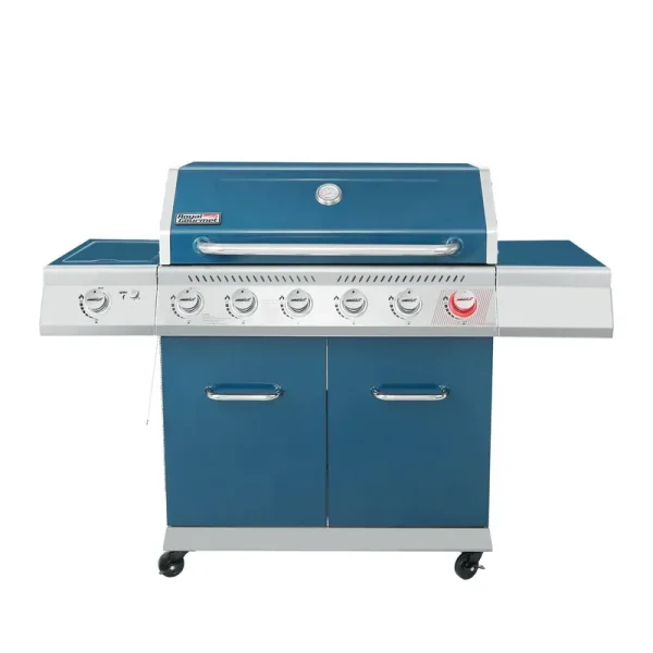 Royal Gourmet GA6402B 6-Burner Propane Gas Grill in Blue with Sear Burner and Side Burner