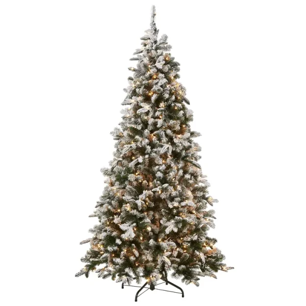 National Tree Snowy Everest Fir Medium Tree with Clear Lights 6.5'