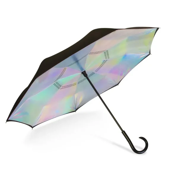 ShedRain Women's UnbelievaBrella Reverse Closing Iridescent Stick Umbrella