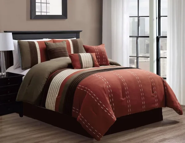 Luxury 7 Piece Comforter Set (Spice, King)