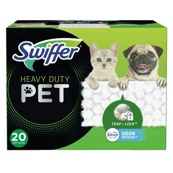 Swiffer Heavy Duty Pet Dry Sweeping Cloth Refills with Febreze Odor Defense 20 ct