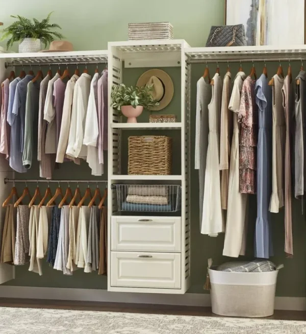 Allen + Roth Hartford 2-ft to 8-ft W x 8-ft H White Wood Closet System