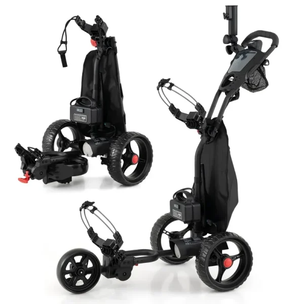 Tangkula Electric Foldable 3 Wheels Golf Cart with Adjustable Handle & 9 Speed Settings