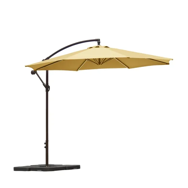 Westin Furniture 10' Cantilever Hanging Patio Umbrella with Base Weights - Beige