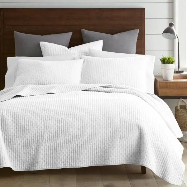 Levtex Home Cross Stitch Quilt Set, White, Twin