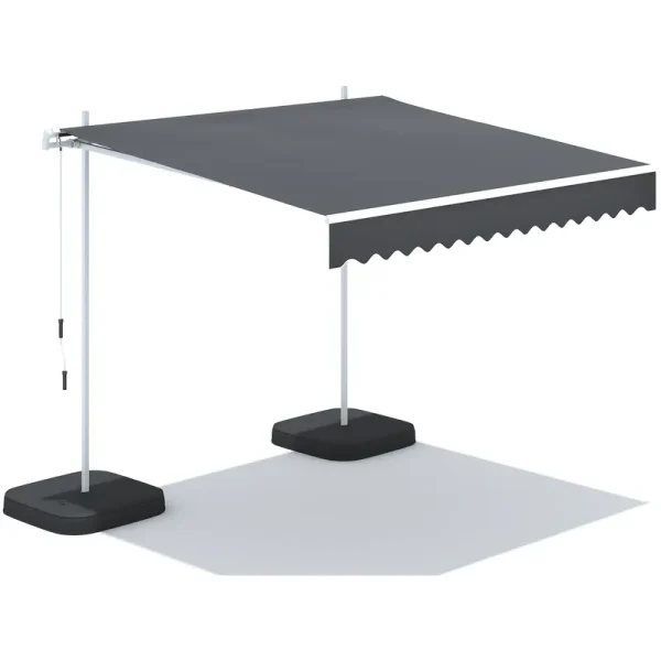 AECOJOY Free Standing Retractable Awning, 10'x8' Patio Awnings Outdoor Manual Sun Shade Shelter, Dark Grey
