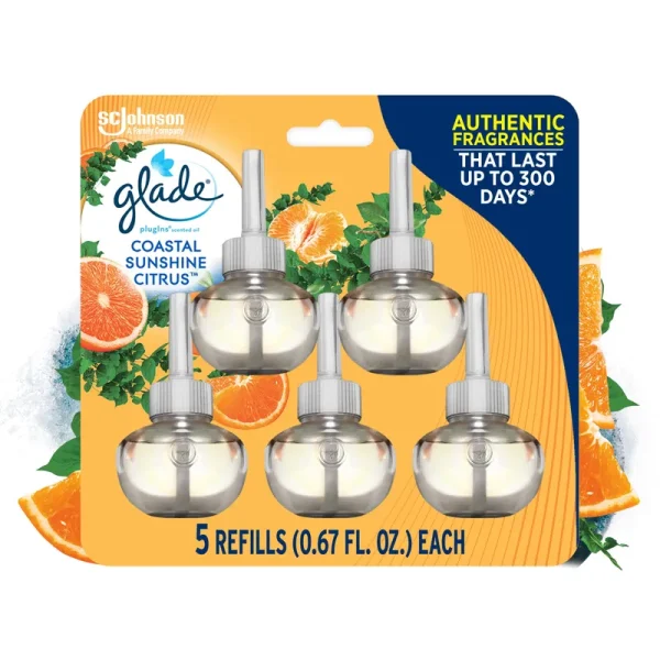 Glade PlugIns Scented Oil Air Freshener Refills - Coastal Sunshine Citrus 5 ct
