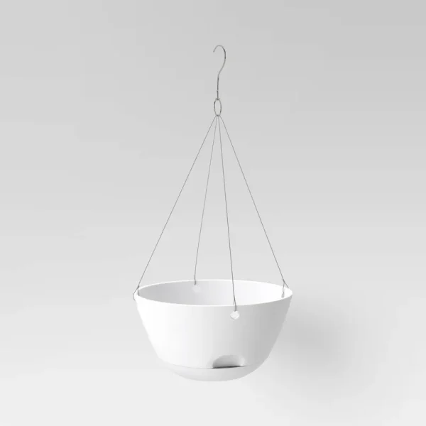 12"x6" Hanging Self Watering Planter Pot White - Room Essentials