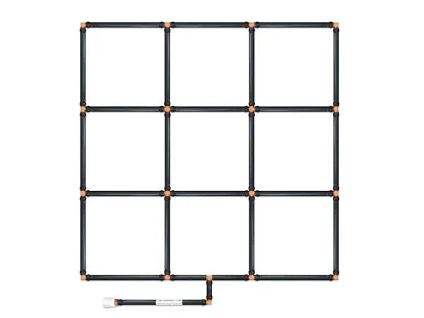 3x3 Garden Grid Watering System | Preassembled Drip, Soaker, Sprinkler, Sprayer Irrigation Kit & Planting Guide | Raised Bed, Planter, Square Foot Ga