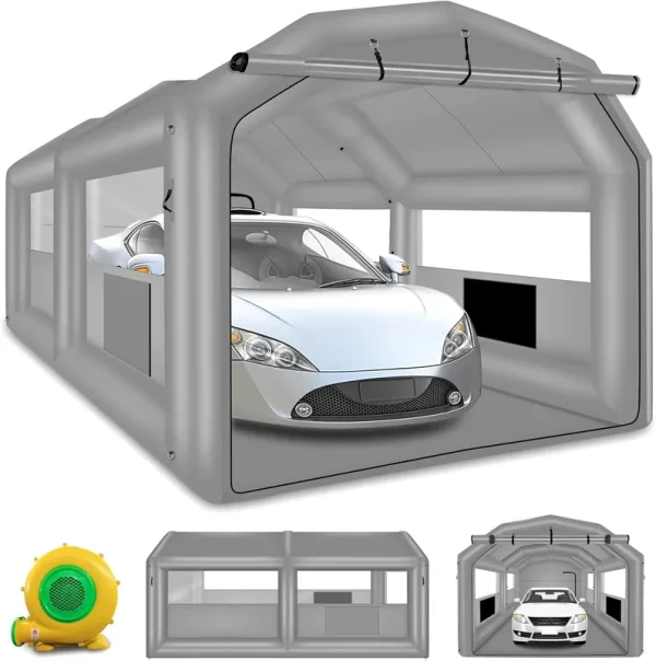 Xhyhwyd Inflatable Paint Booth, Inflatable Spray Booth Tent, Car Paint Tent Air Filter System, 20x13.5x9.7ft