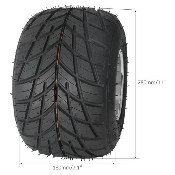 High Performace Go Kart Tire and Rim, 11x7.10 - 5 Go Kart Rear Wheel and Tire Fit Bolt Pattern 48mm W/ 3 Holes for Go Kart Drift Trike Buggy Racing Cart, Non - Slip Tread, Aluminum Alloy Rim (1)