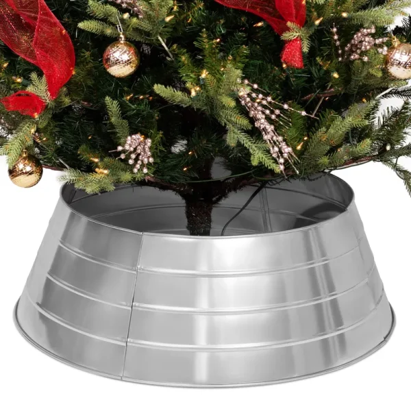Birdrock Home 4-Panel Christmas Tree Collar - Silver