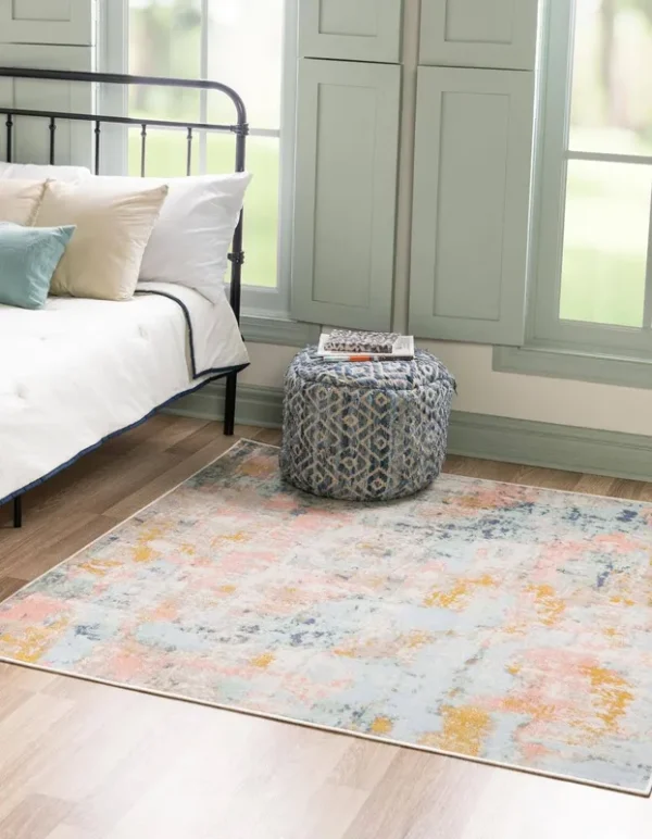 Unique Loom Lotus 5 ft Square Multi Abstract Area Rug