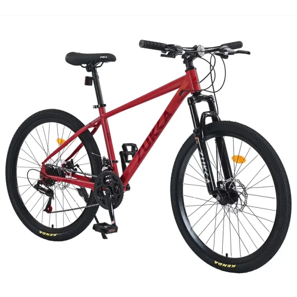 Aukfa 26" Mountain Bike for Men/Women, 24 Speed Adult Bicycle Suspension Fork, Fits Riders 5'4" - 6'2"red