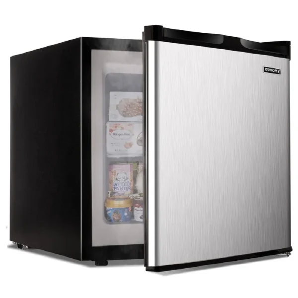 Euhomy Mini Freezer Countertop, Energy Star 1.1 Cubic Feet Single Door Compact Upright Freezer with Reversible Stainless Steel Door (Silver)