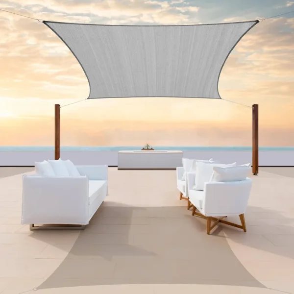 10 ft. x 10 ft. 190 GSM Grey Square Sun Shade Sail Screen Canopy, Outd