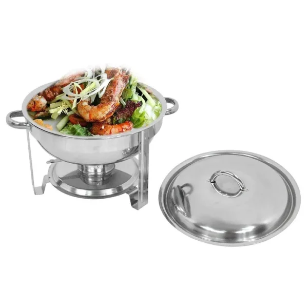 Super Deal Deluxe Full Size Round Durable Frame 5 Qt. Stainless Steel Chafing Dish, Dinner Serving Buffer Warmer Set (1)