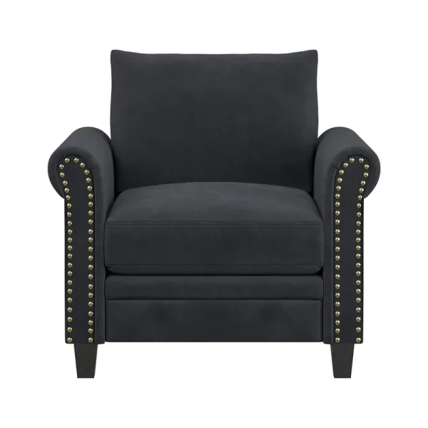 Lifestyle Solutions Fallon Armchair with Nail Head Trim, Gray Fabric