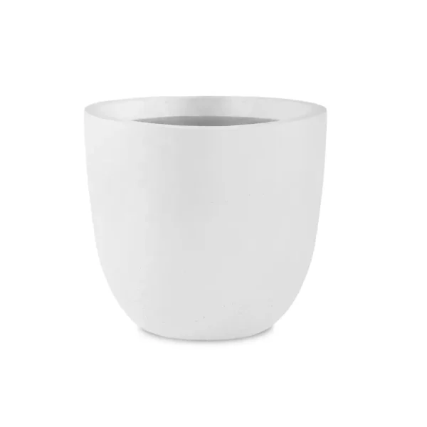 Kante 14" Dia. Round Large Pure White Concrete Planters, Outdoor Indoor, C80011