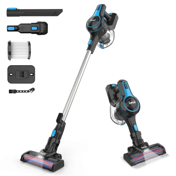 Inse Cordless Vacuum Cleaner, 6-in-1 Rechargeable Stick Vacuum with 2200 mAh Battery, Powerful Lightweight Vacuum Cleaner, Up to 45 Mins Runtime, for