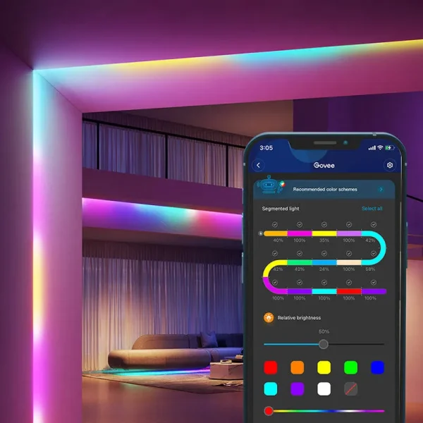 Govee 16.4ft LED Strip Light with Remote Control - RGBIC Segmented Color Control - DIY Mode - 16 Million Colors