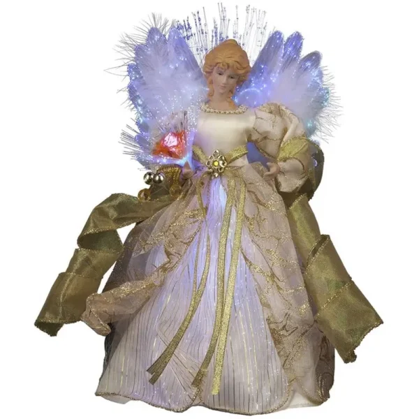 Kurt Adler 10-Light 9-Inch White Angel Treetop