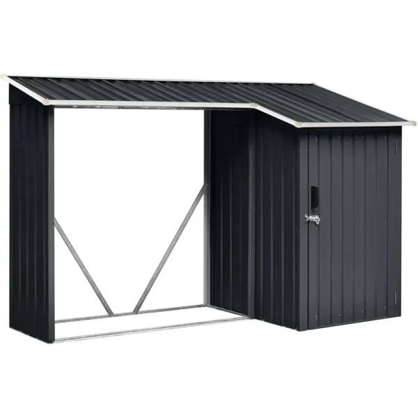 Hanover 2-in-1 Galvanized Steel Multi-Use Shed with Firewood Storage