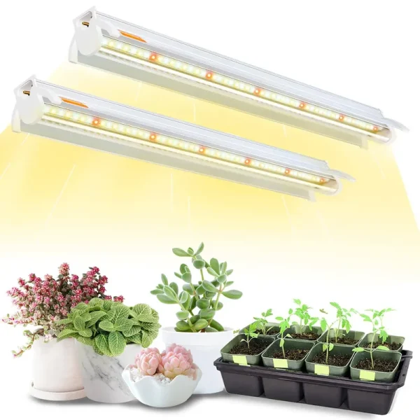 Bokeedo T5 Grow Lights for Seed Starting, 16 in Long, 2-Count (10W X2) Full Spectrum LED Plant Light Bar W/Reflectors for Seedlings, 4000K White Growing