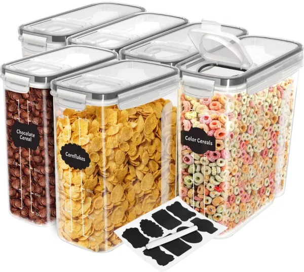 Utopia Kitchen Cereal Containers Storage - 6 Pack Airtight Food Storage Containers & Cereal Dispenser for Pantry Organization and Storage - Canis