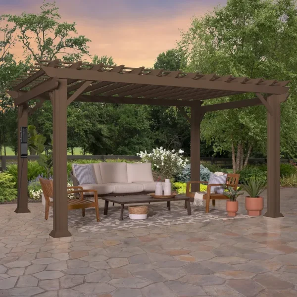 14x12 Ashford Traditional Steel Pergola with Sail Shade Soft Canopy