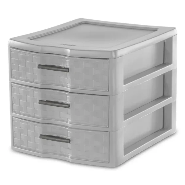 Sterilite Medium Weave 3 Drawer Unit Plastic, Cement