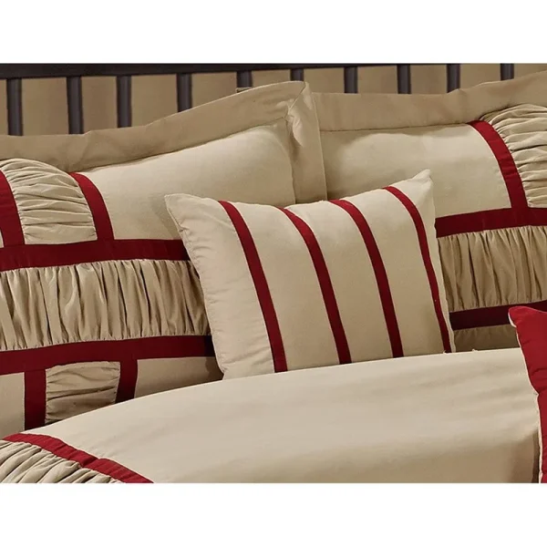 Rowley Microfiber 7 Piece Comforter Set Lark Manor Size: King Comforter + 6 Additional Pieces, Color: Taupe/Burgundy
