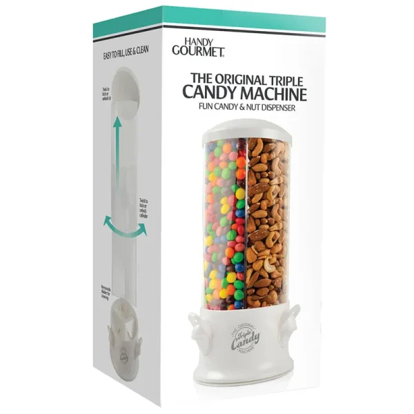 Handy Gourmet Original Triple Machine-fun Candy & Nut Dispenser-New & Improved (pearl White) Standard